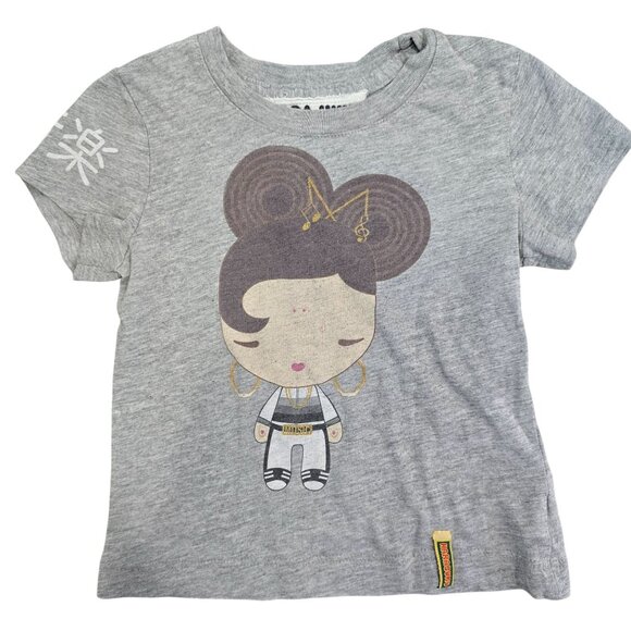 Harajuku Lovers Youth Graphic Tee SZ 4 Gray Cotton Blend Short Sleeve Casual Y2K